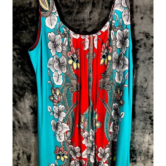 Colorful Floral Sleeveless Maxi Dress Bohemian Style With Vibrant Pattern & Flow - Picture 6 of 7